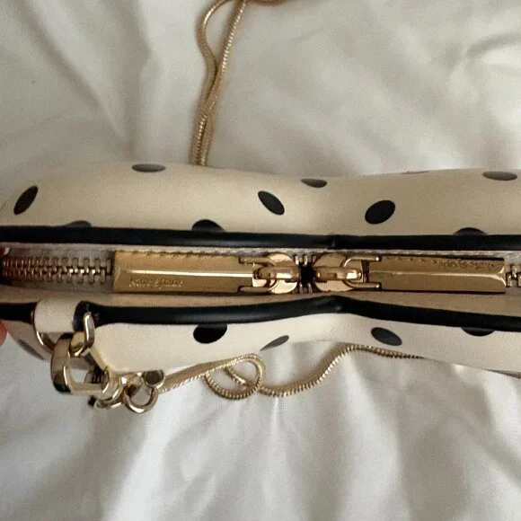 Kate Spade 3D Cabana Dot Heart Crossbody Parchment with Black Dots - Picture 7 of 12